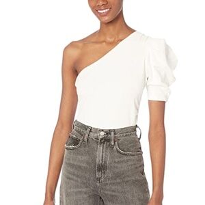 Free People One-Shoulder Bodysuit, Ivory, Size Small